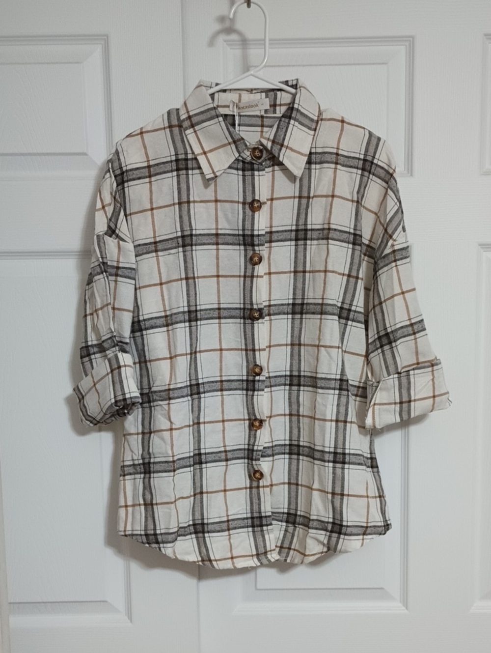 NWT Fantaslook Long Sleeve Plaid Shir. Size:Small